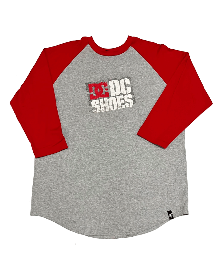 CAMISETA DC 3/4  XL GRIS ROJO OFERTA